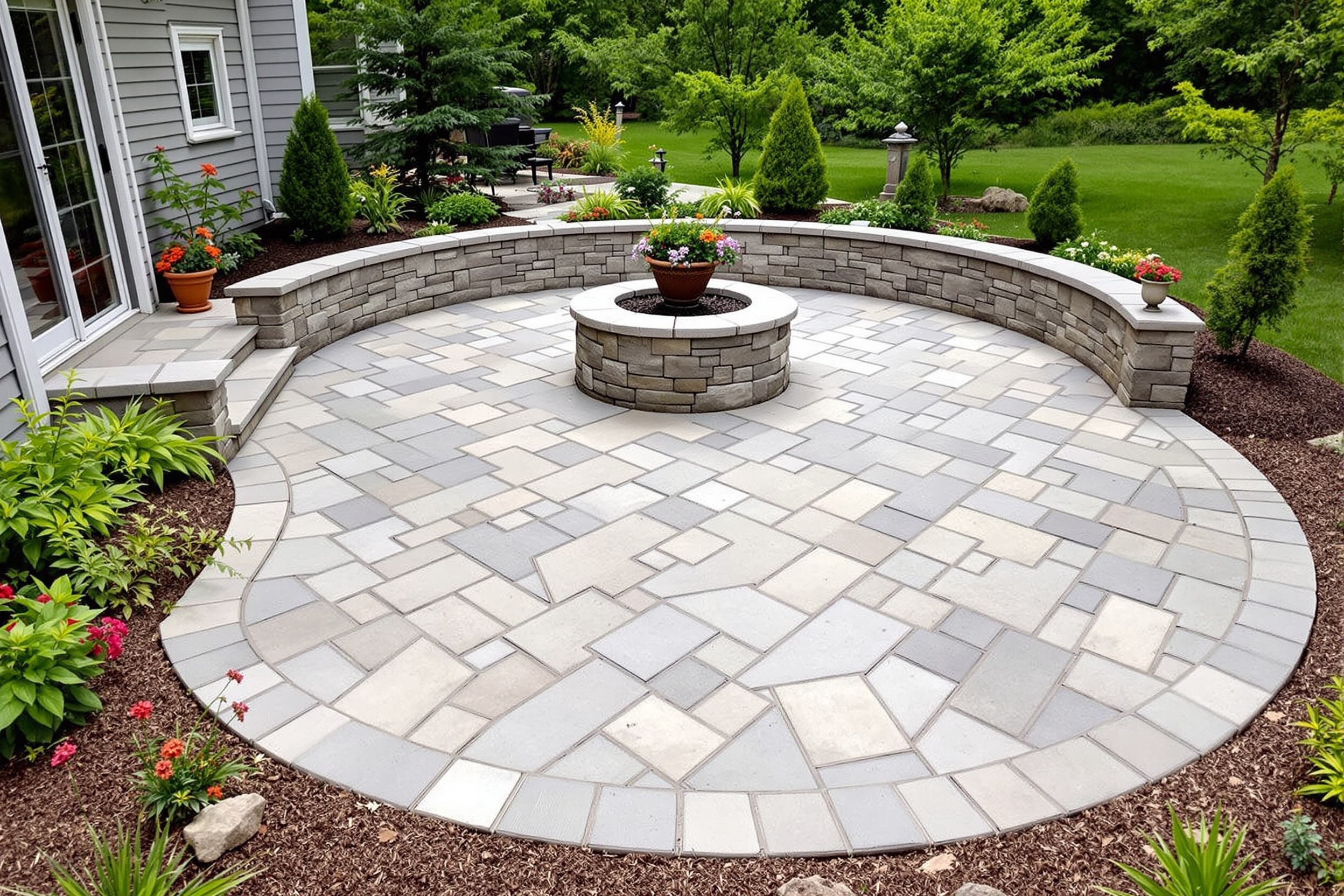 Stone patio hardscaping project Des Moines Iowa Stone patio hardscaping project Des Moines Iowa