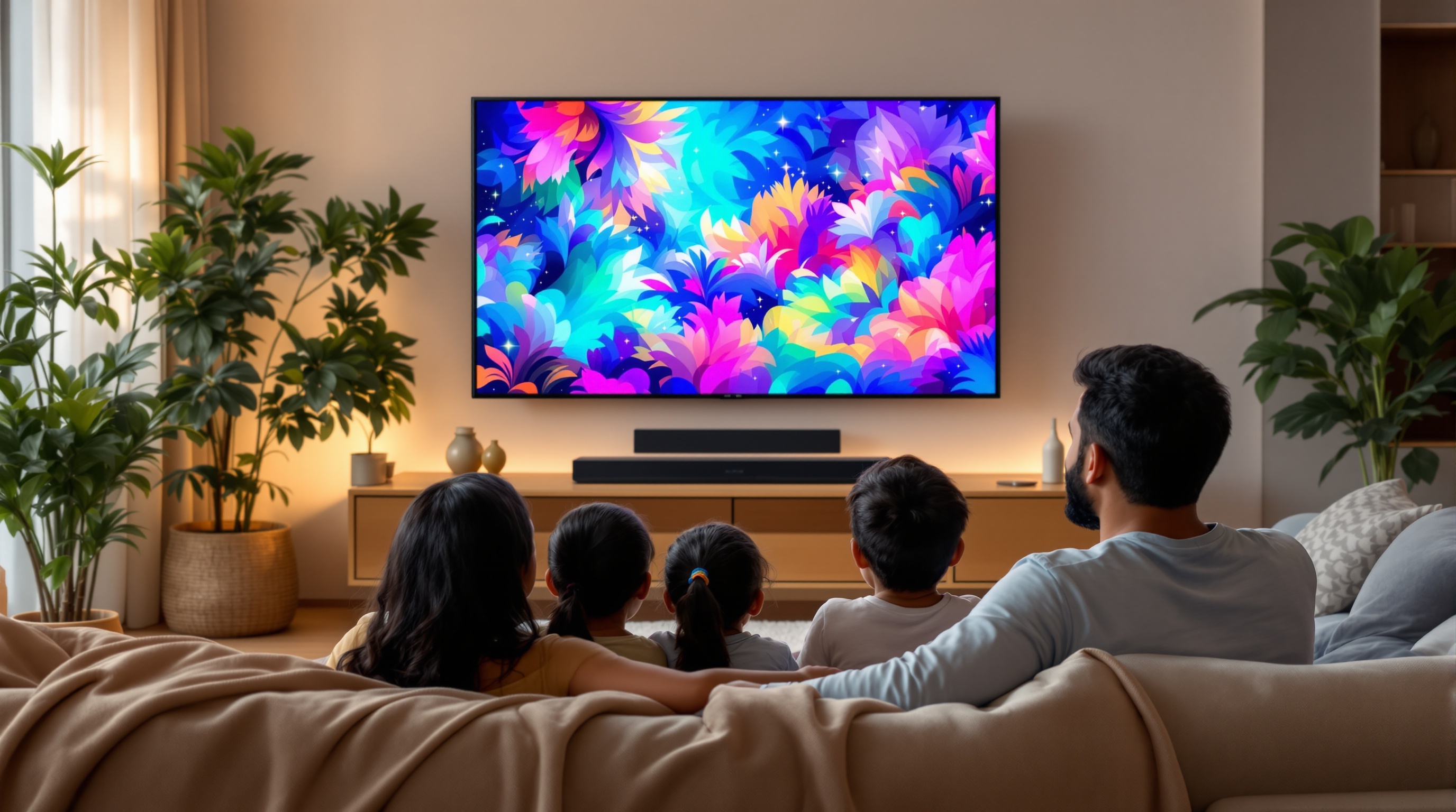 Happy family enjoying entertainment