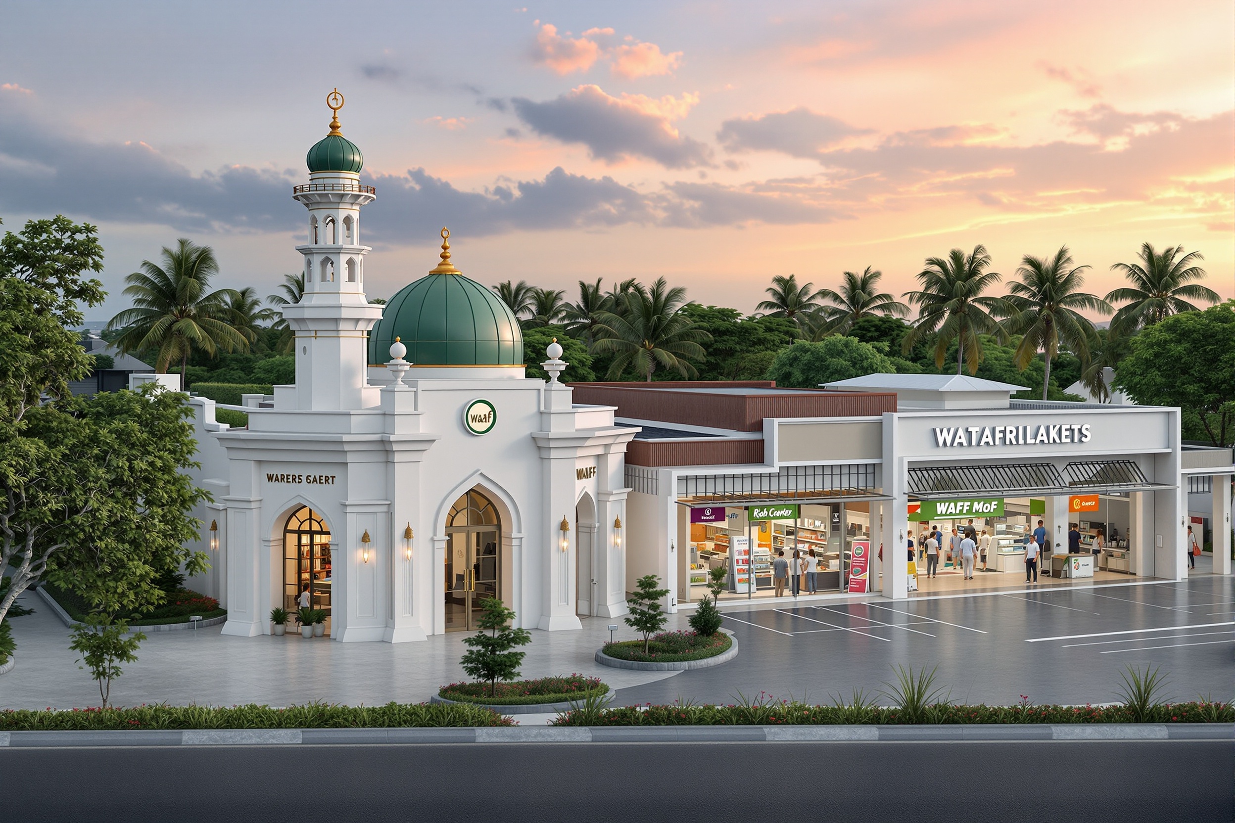 مسجد الفلاح + سوبرماركت وقفي