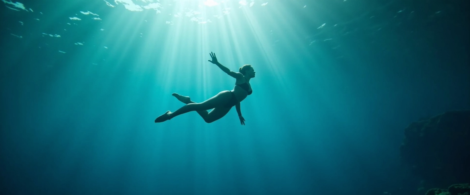 Professional freediver underwater