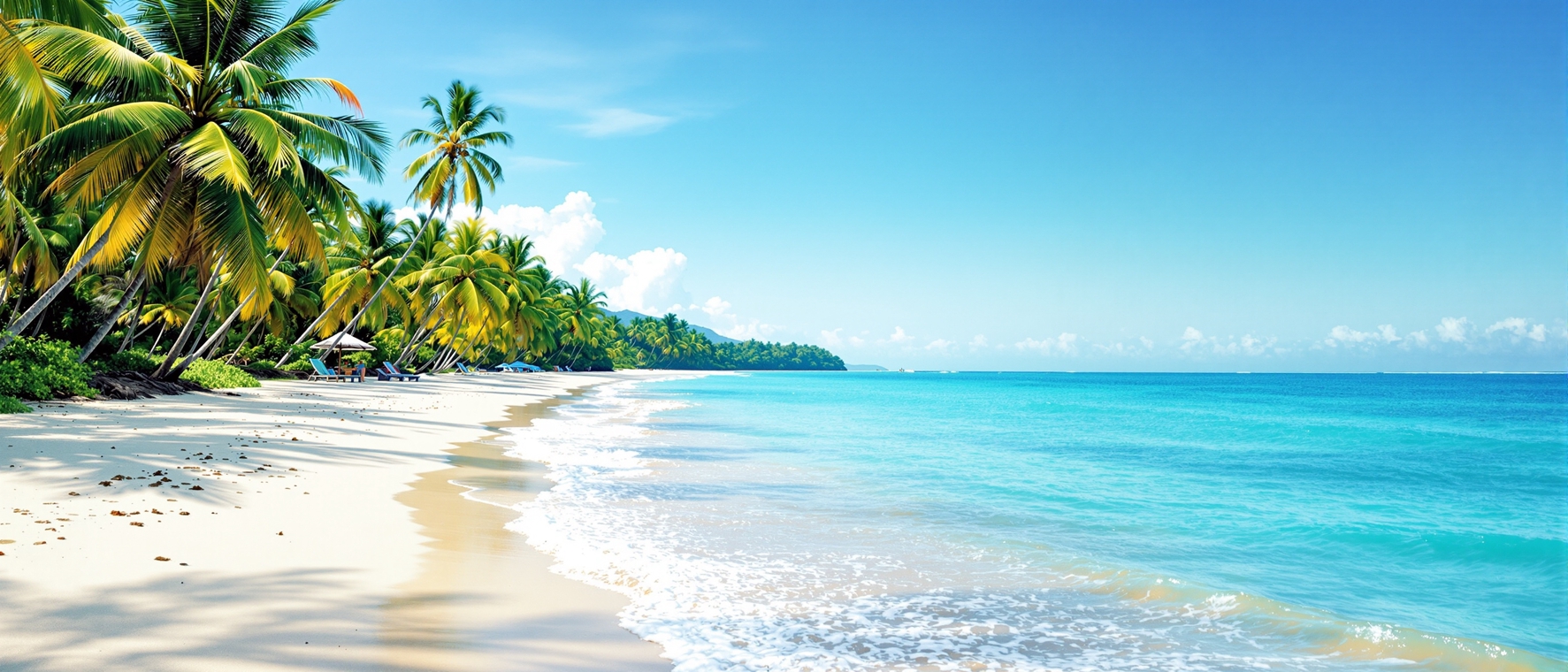 Coastal beach with palm trees