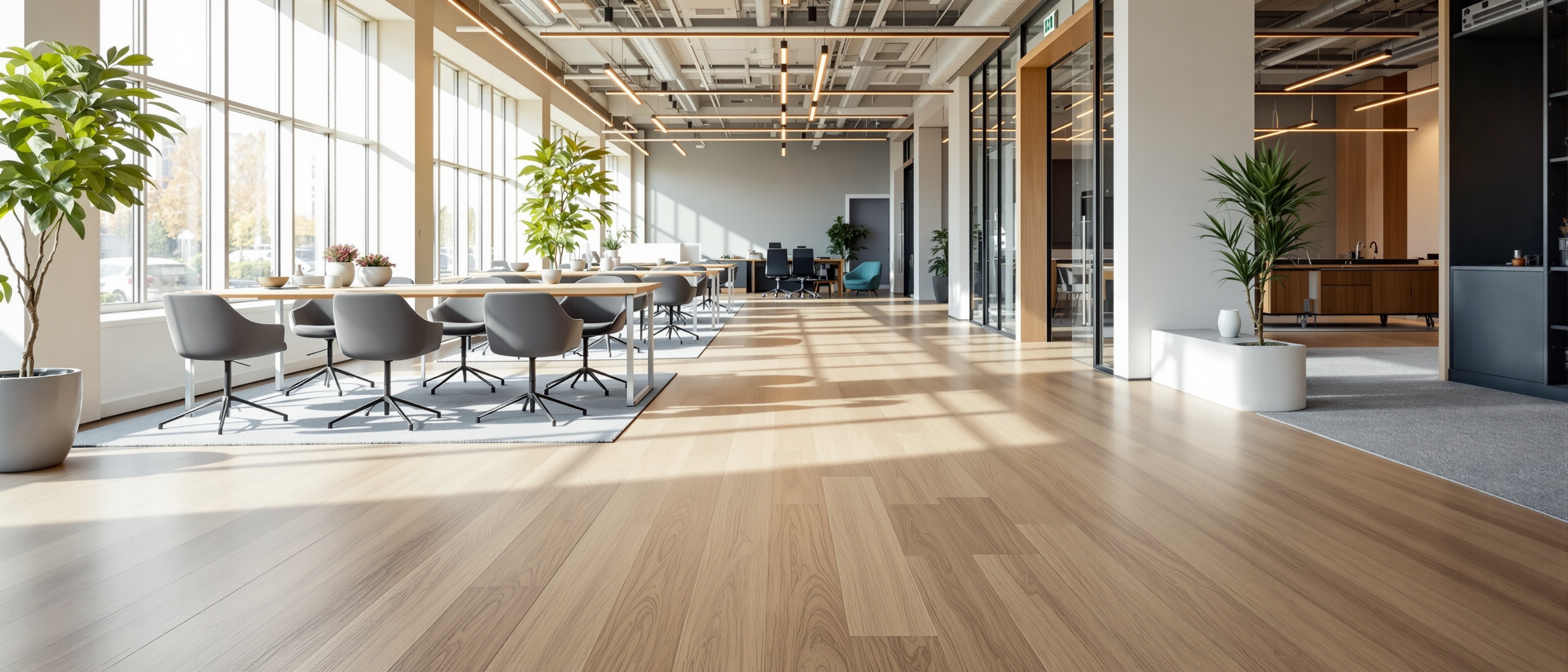 Commercial flooring installation workspace
