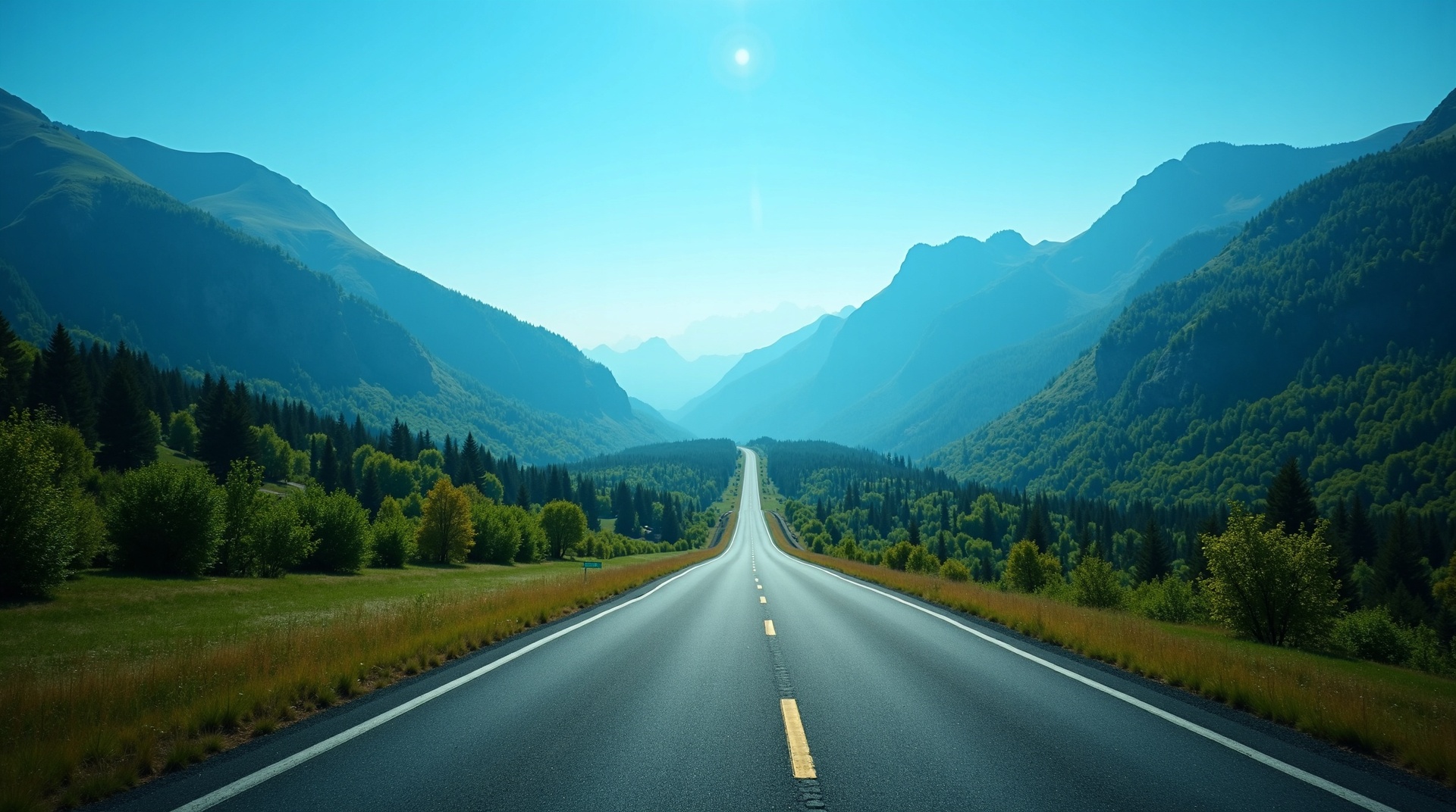 Scenic highway through beautiful natural landscape