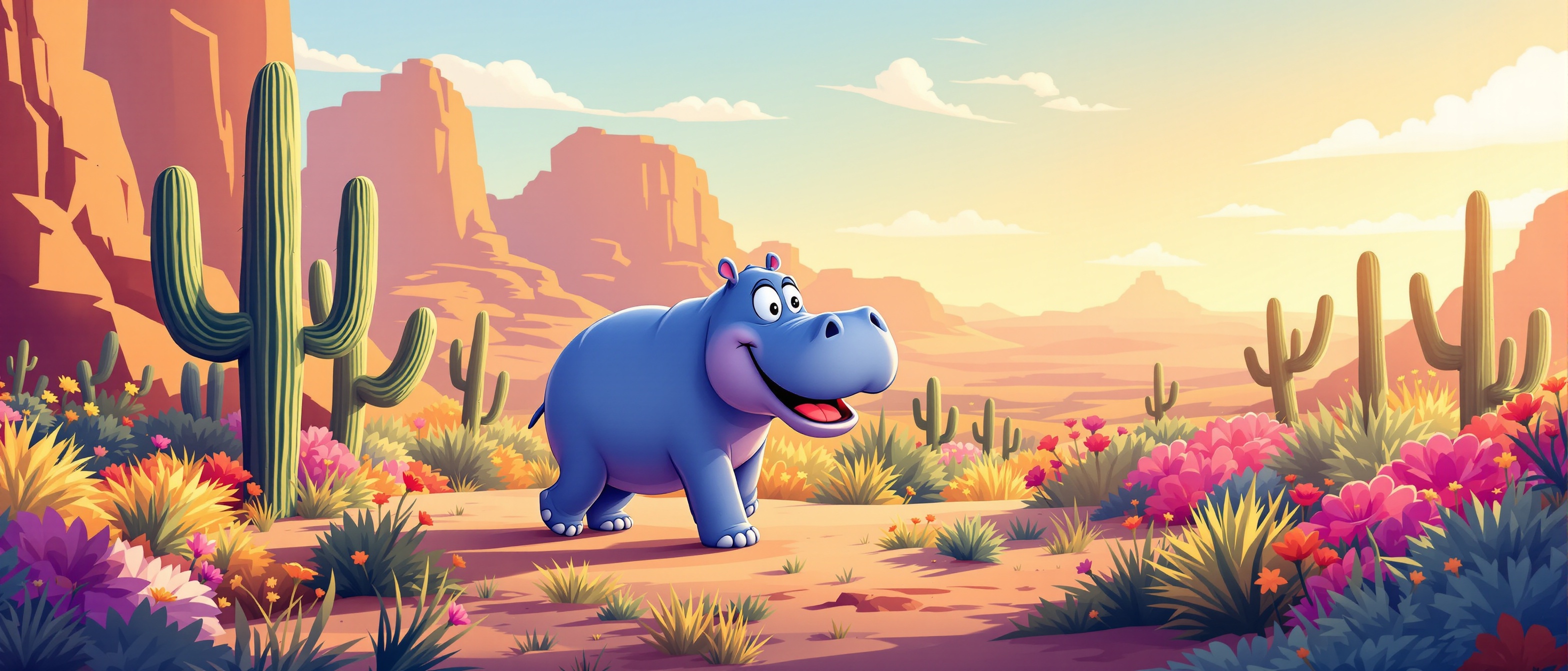 Blue hippo in western canyon CTA background