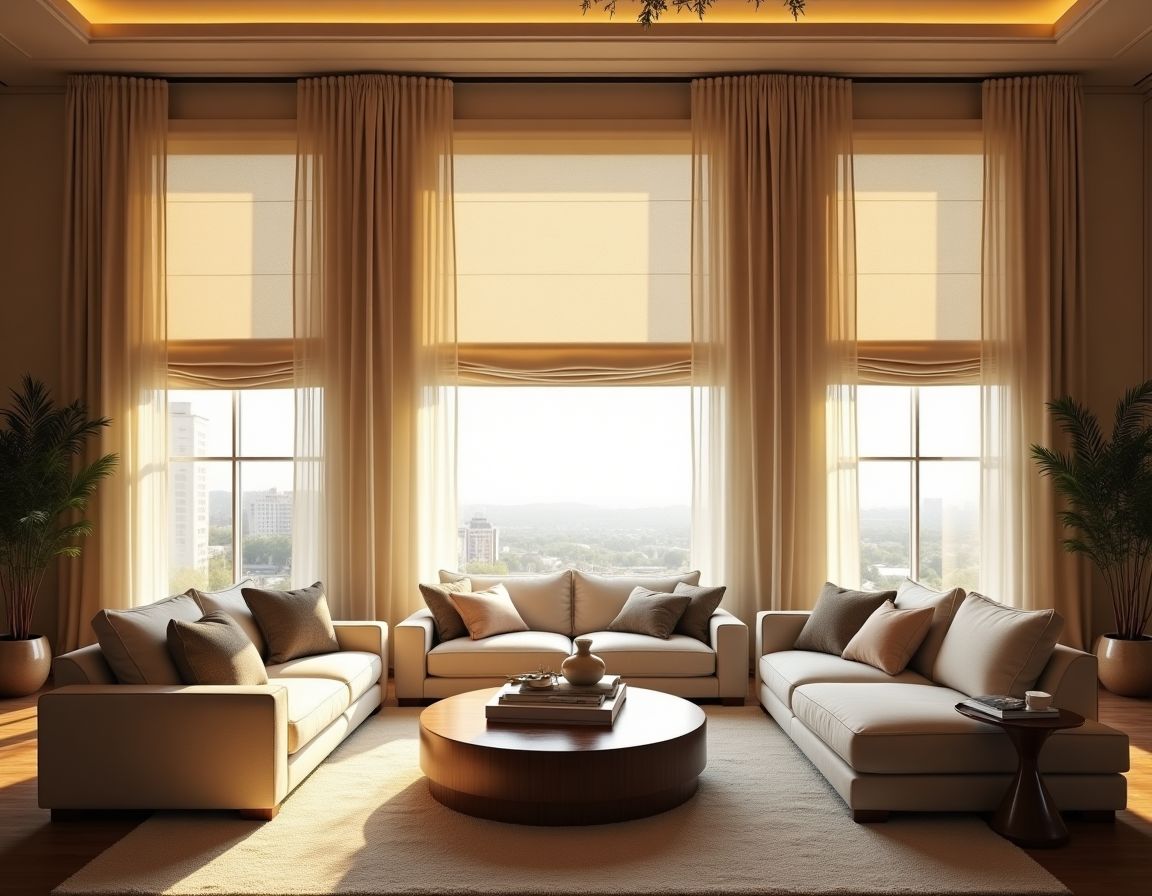 Beautiful custom window treatments in luxury home