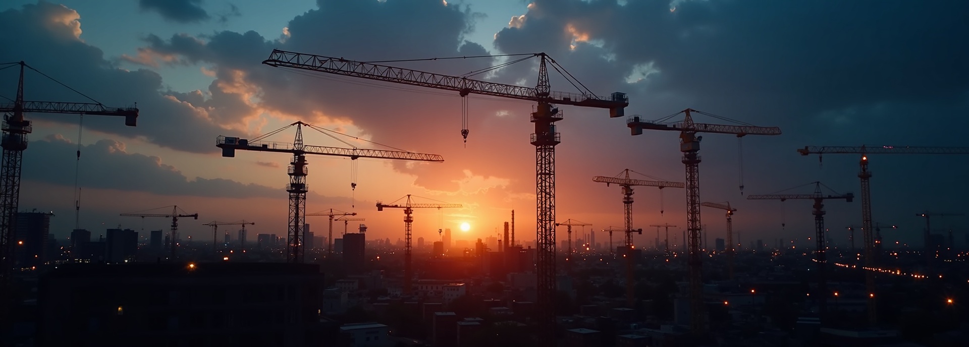 Construction site at twilight