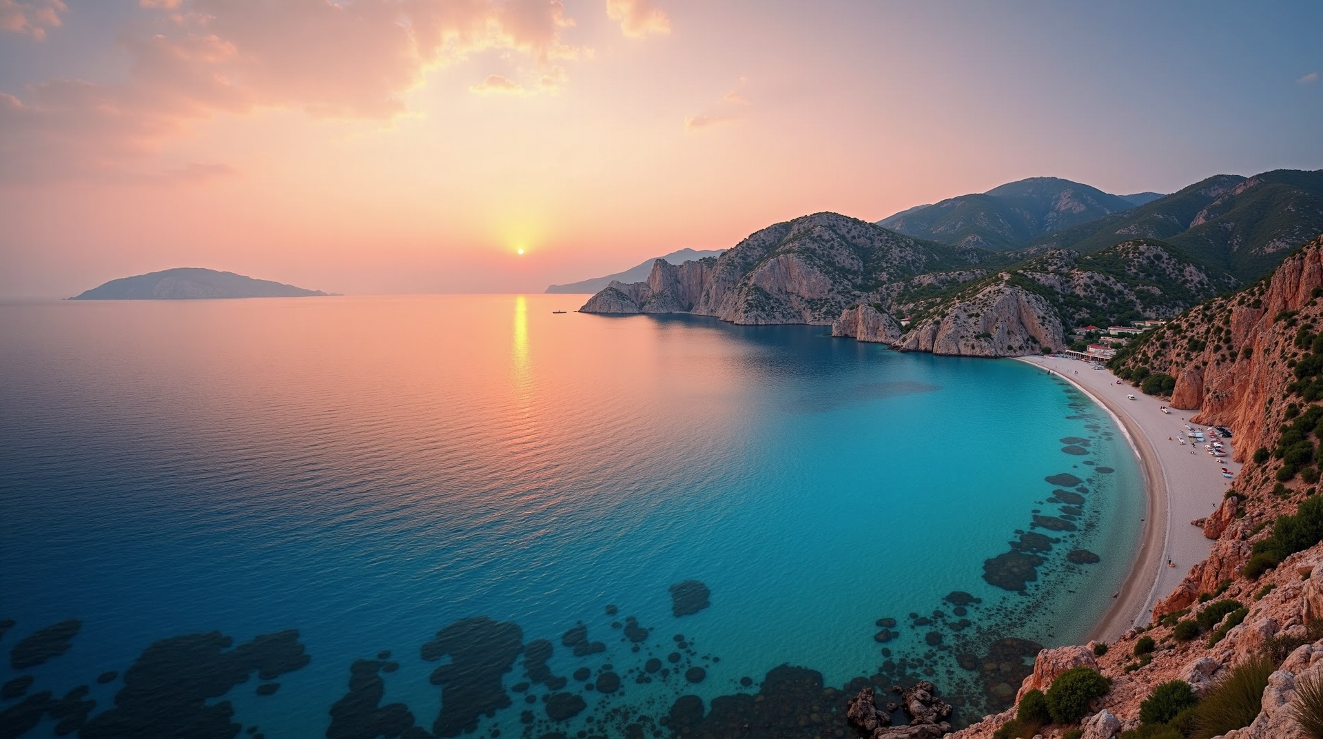 Lefkada coastline at dusk