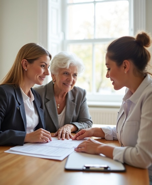 Care manager presenting the written Care Roadmap document to family