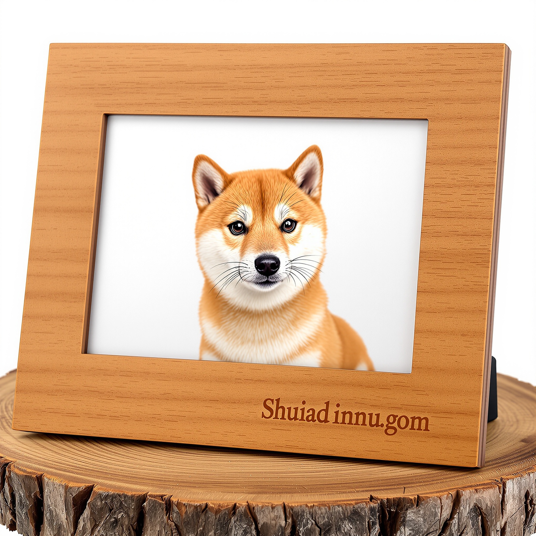 柴犬 Haru 木質雷雕相框
