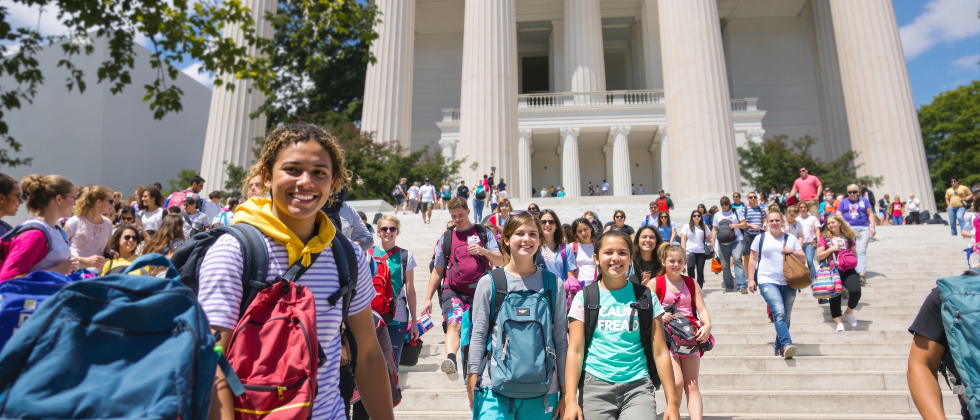 Middle school students at Washington DC National Mall