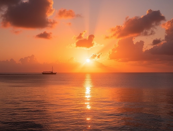 Sunrise over Tamarin Bay Mauritius
