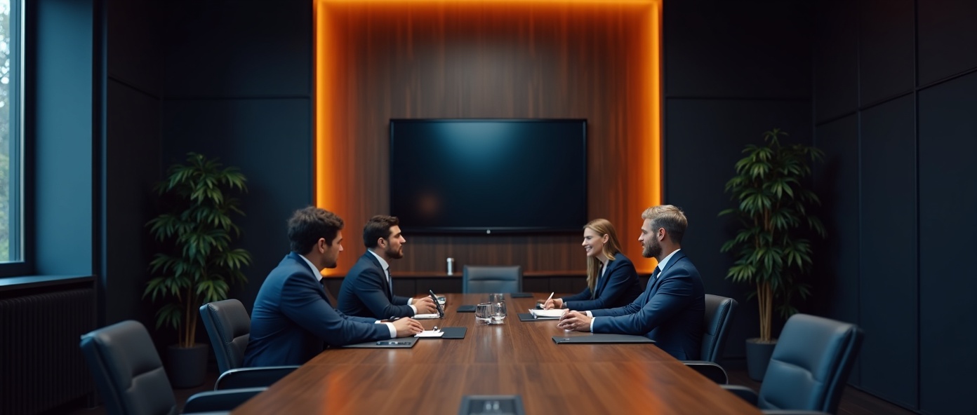 Reunião de sócios em escritório de advocacia