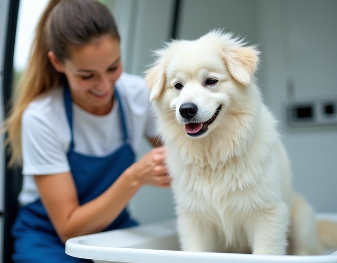 Calm stress-free dog grooming