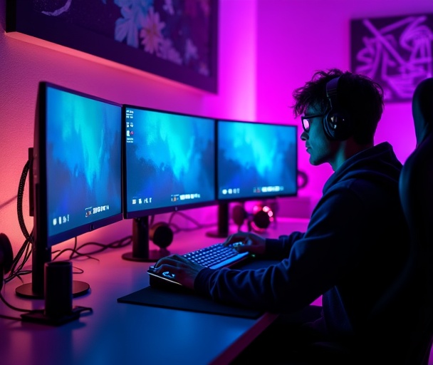 Aidan Barrett at his gaming setup