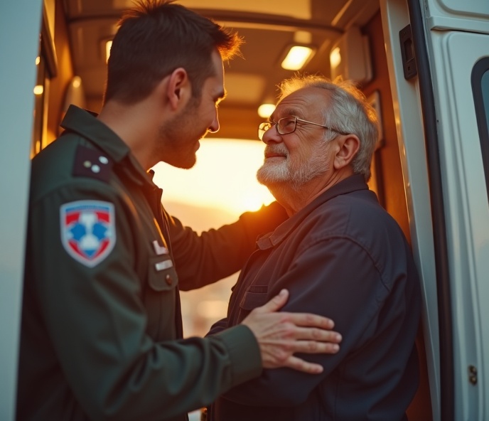 Metro Care Response EMT treating a patient with family-like compassion and care