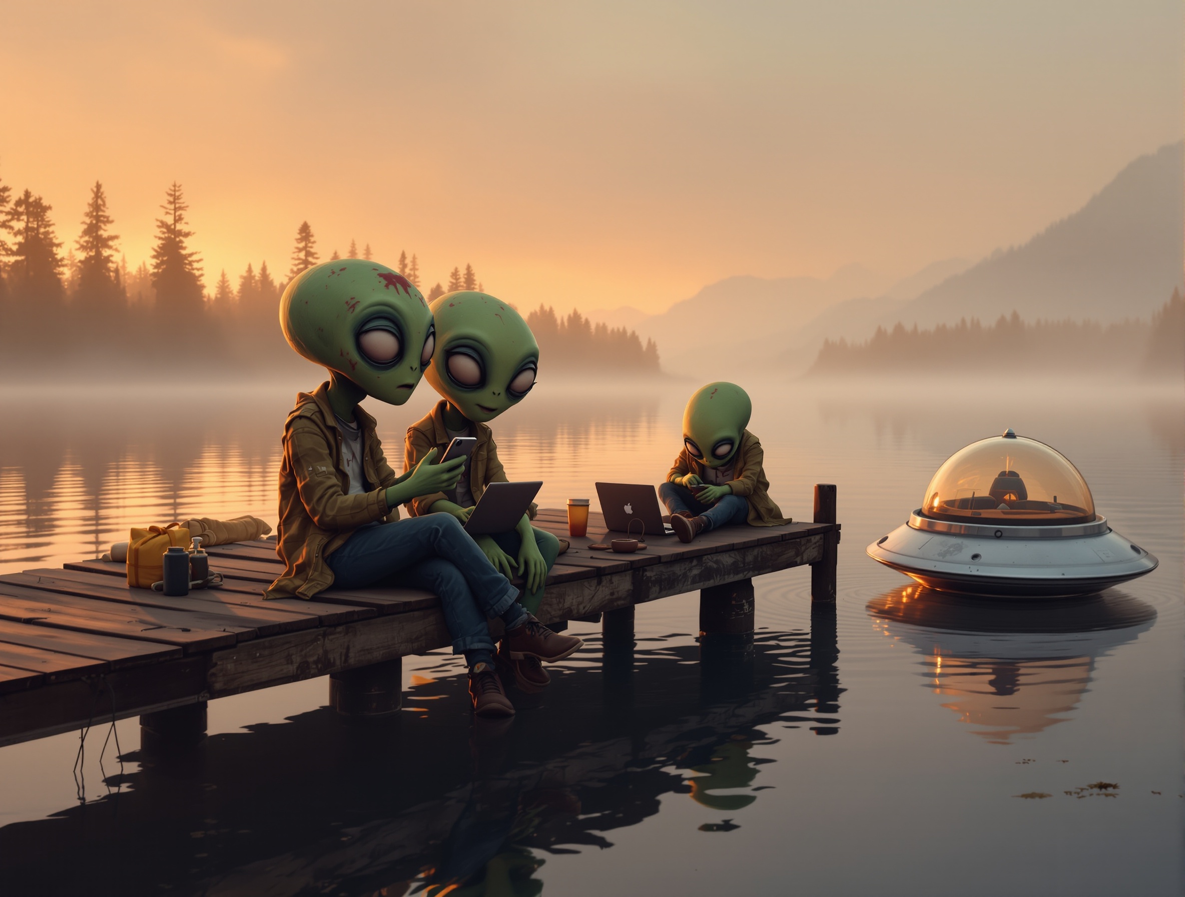 Drunken alien teenagers apprehended on the BSS Kittie dock after a joy ride across the galaxy