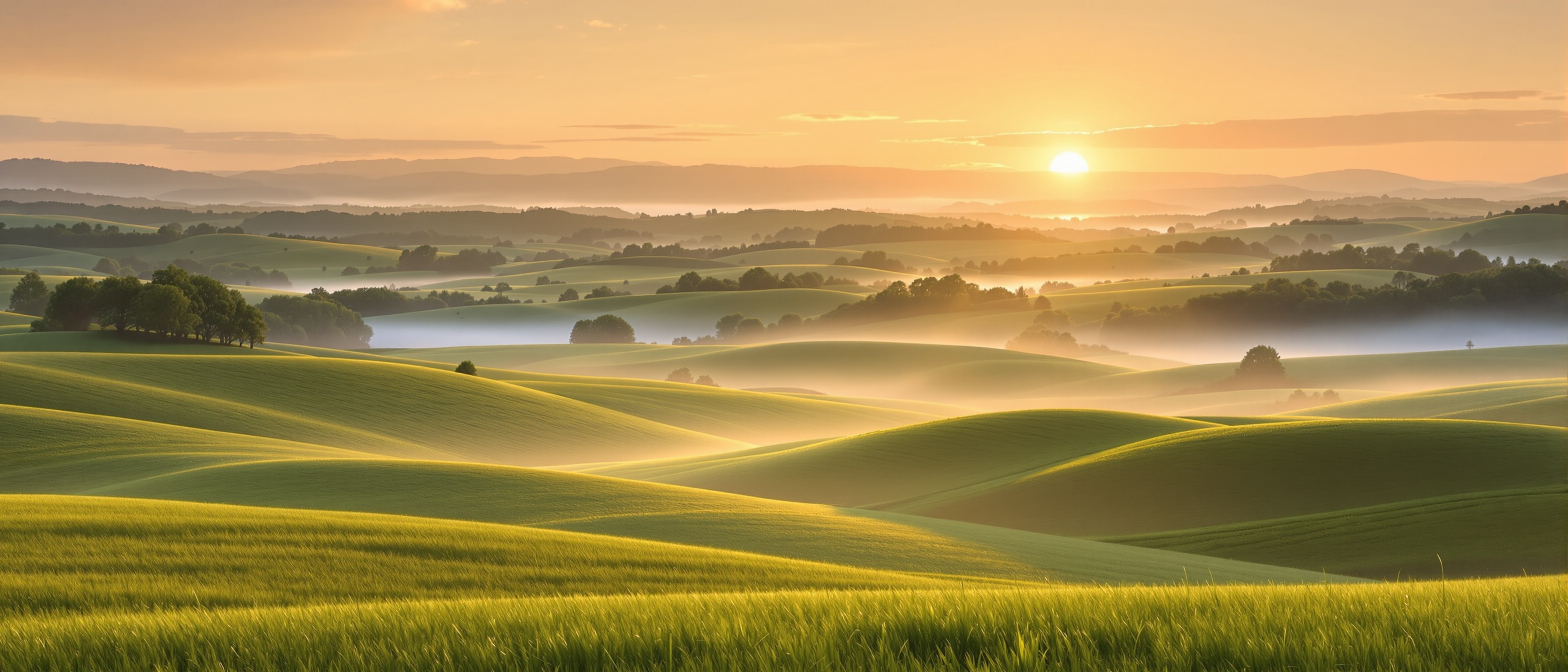 Farm at sunrise background
