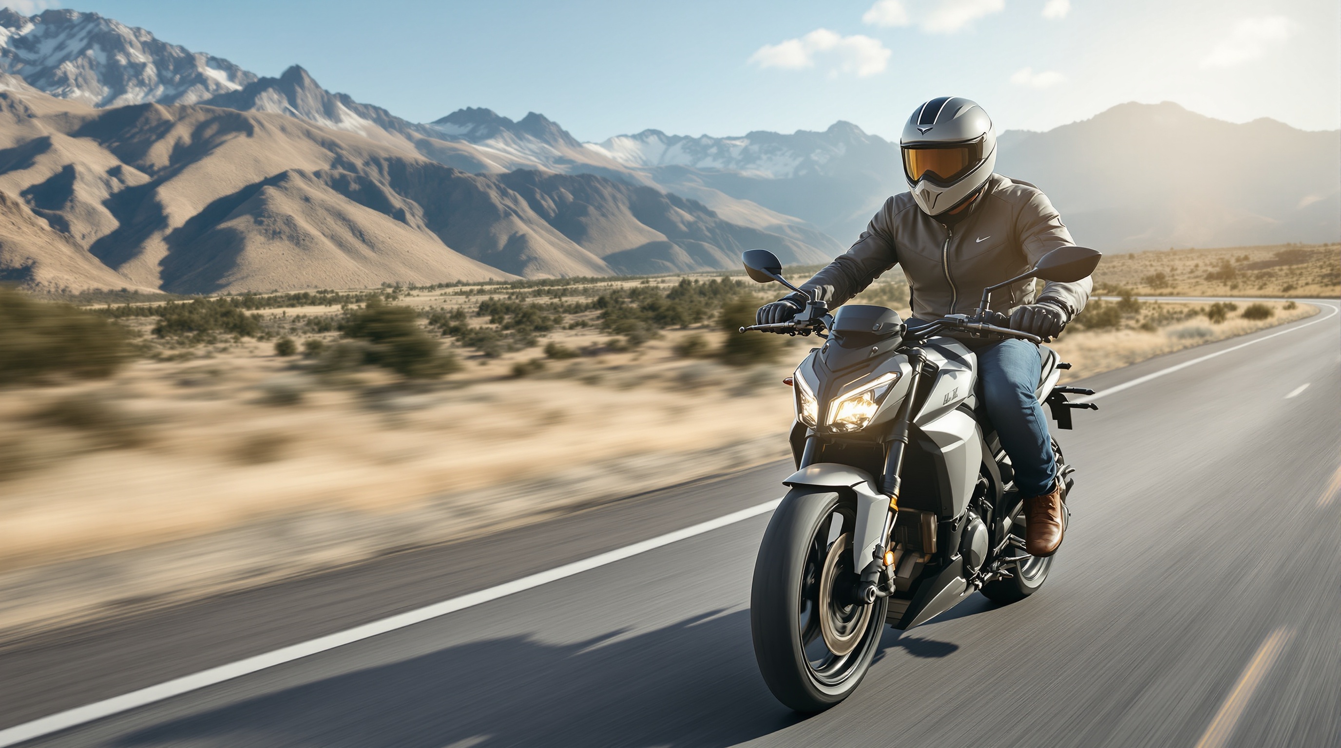 Motorcycle rider on a scenic North Carolina road representing motorcycle insurance coverage