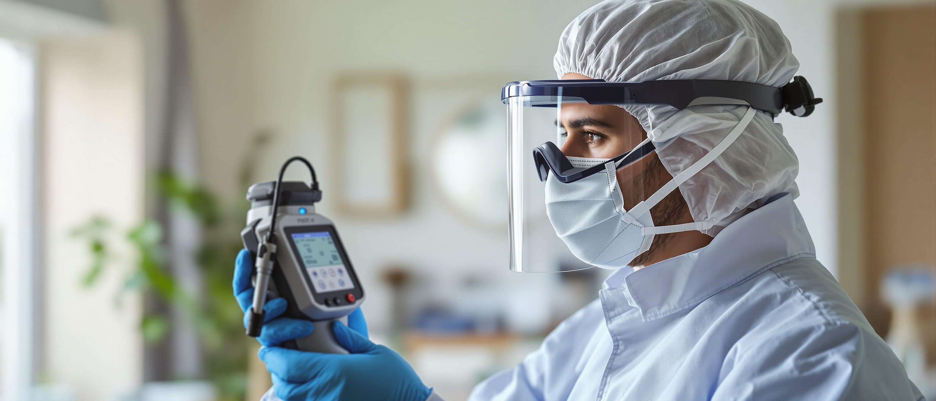 Professional mold inspector collecting air samples for laboratory analysis in Florida home