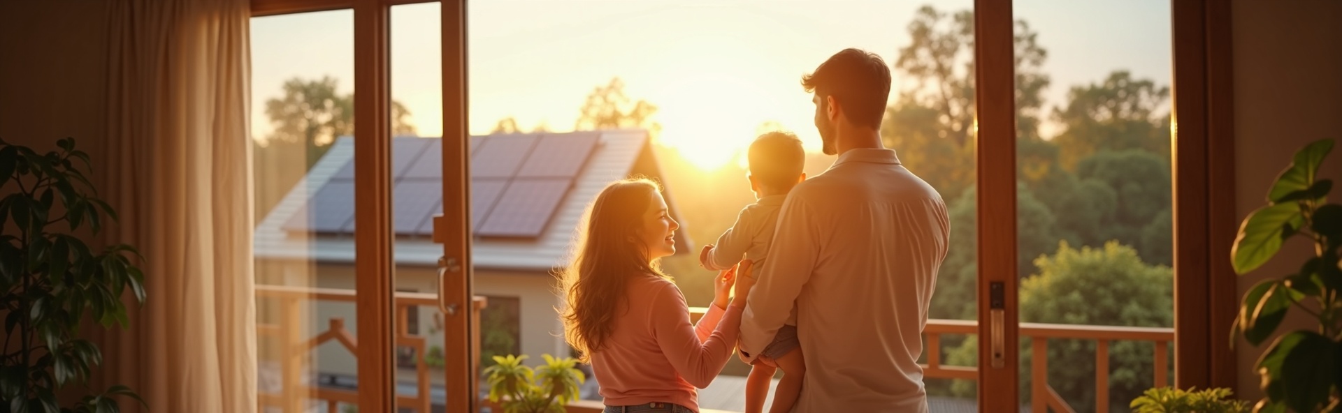 Família feliz com energia solar