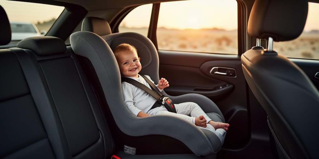 Silla de coche para bebé instalada en vehículo