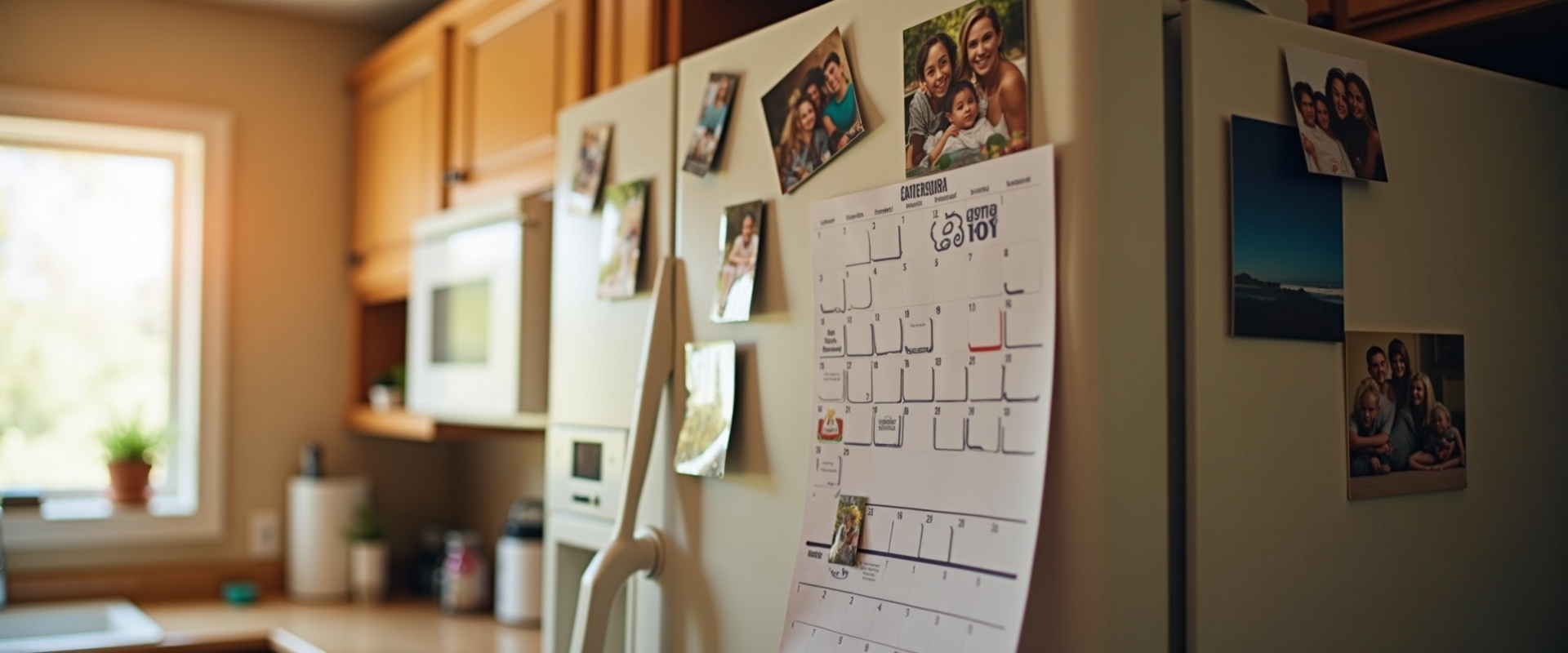Family calendar showing organized parenting schedule