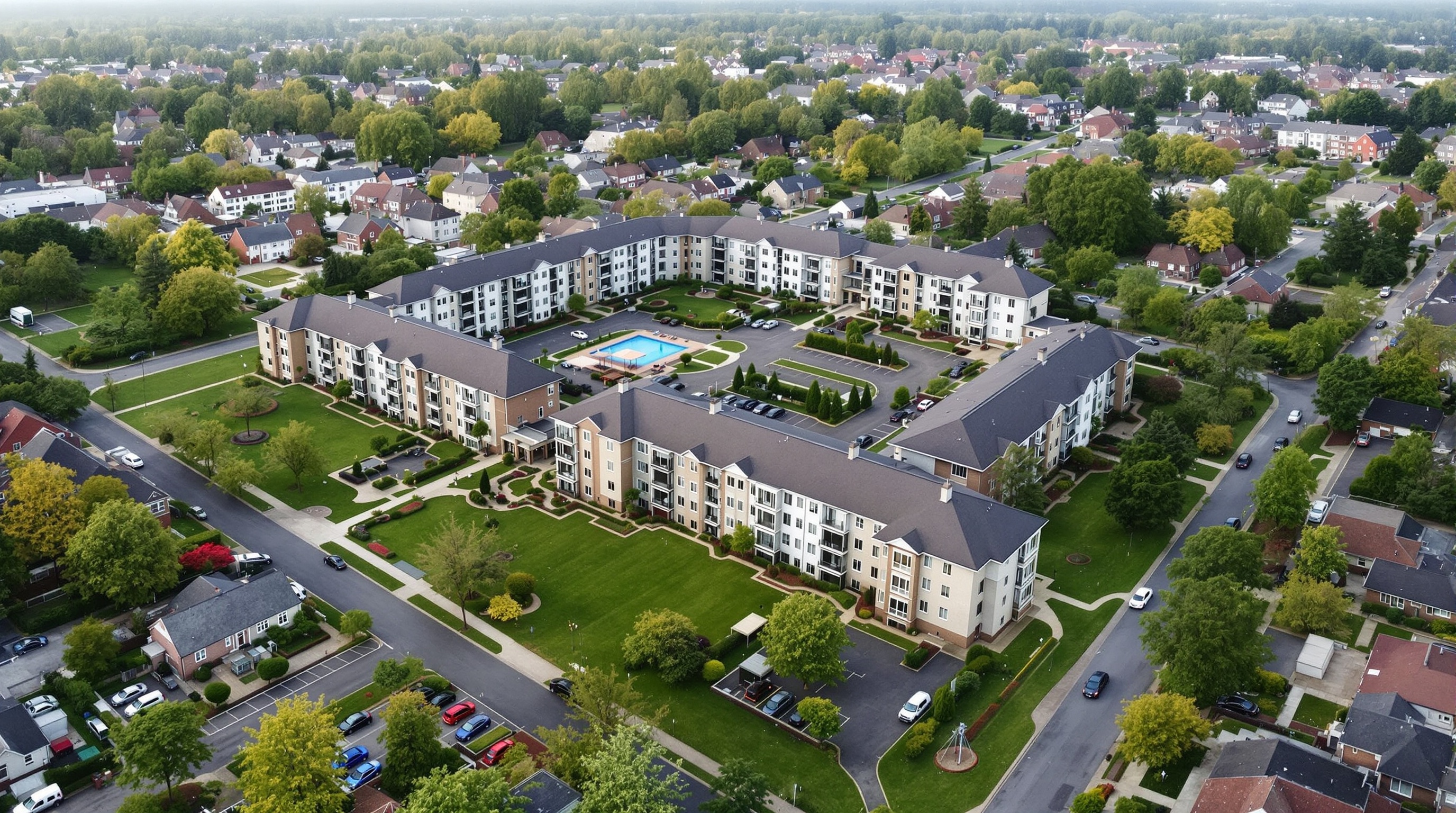 Aerial View of Garden Apartment Complex