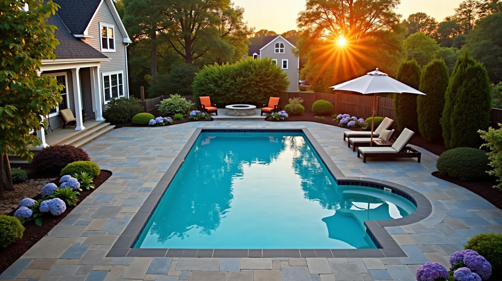 Custom gunite pool built by Apex Pools in New Jersey