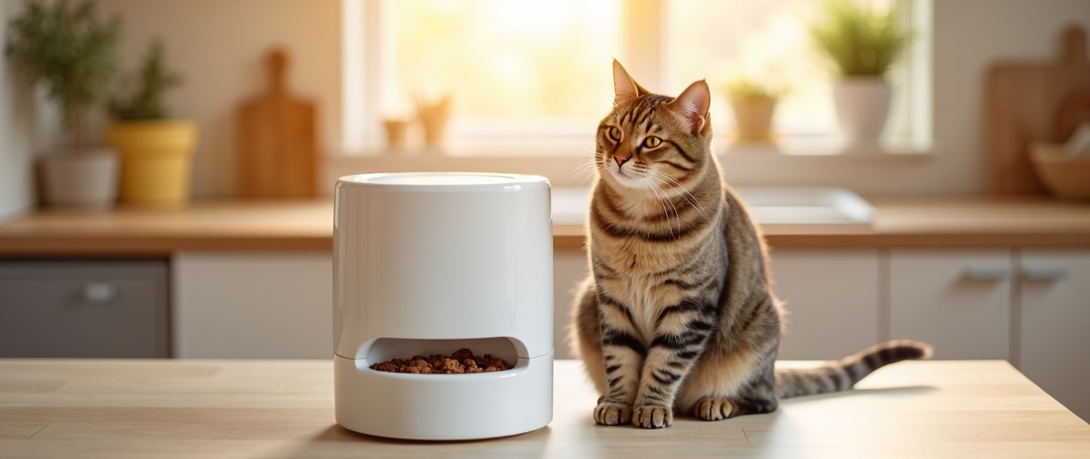 Happy cat with PawMate Pro feeder