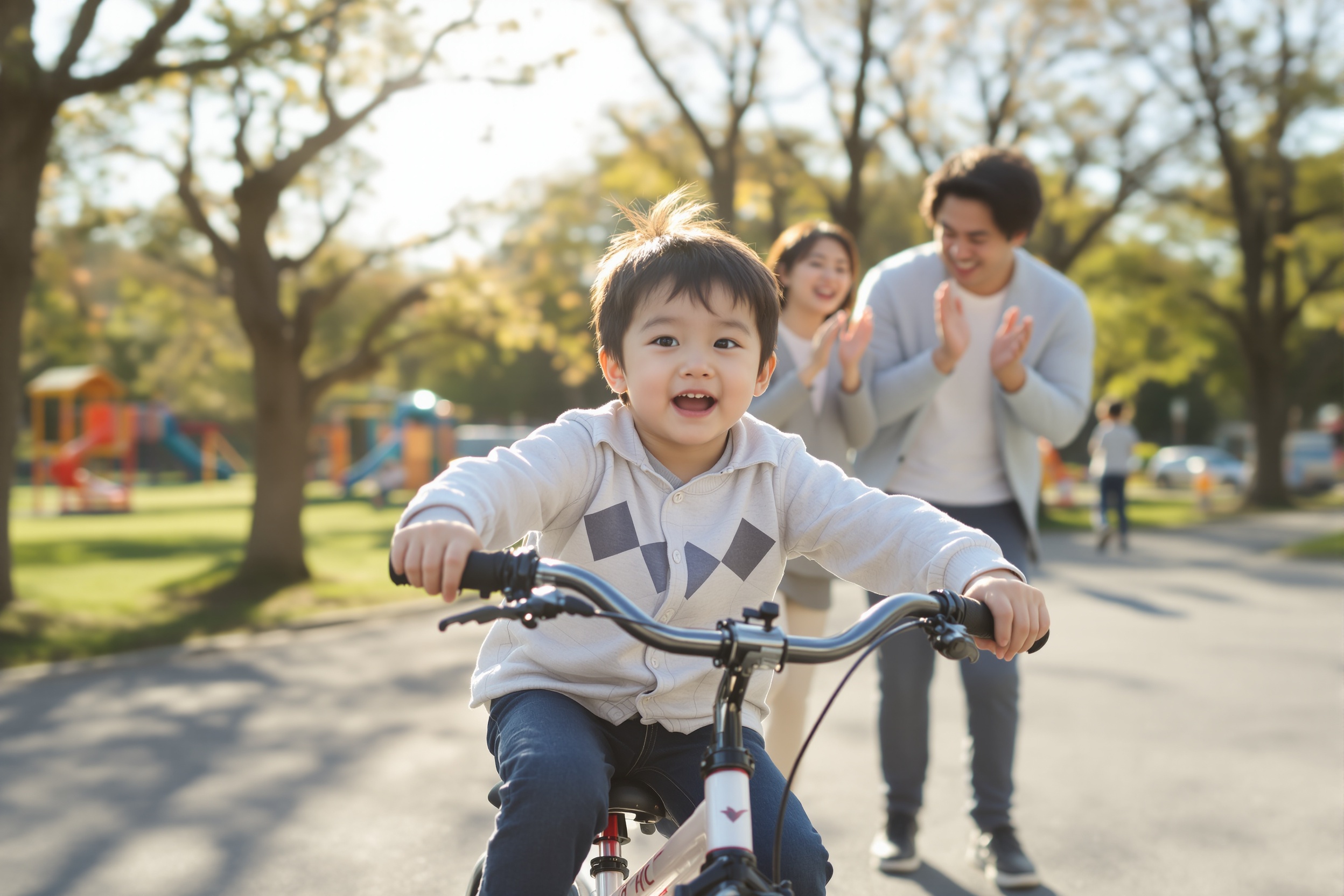 補助輪なしで自転車に乗れた日本人の子供