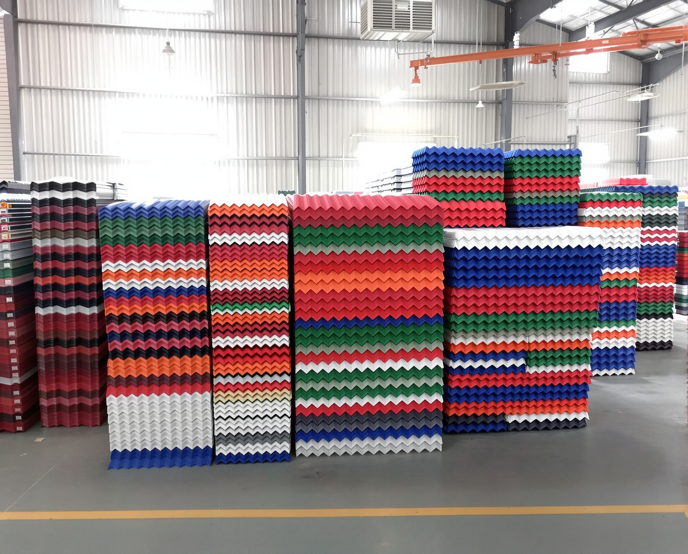 Kho thành phẩm tôn ngói nhựa PVC nhiều màu sắc xếp gọn sẵn hàng giao ngay Kho thành phẩm tôn ngói nhựa PVC nhiều màu sắc xếp gọn sẵn hàng giao ngay