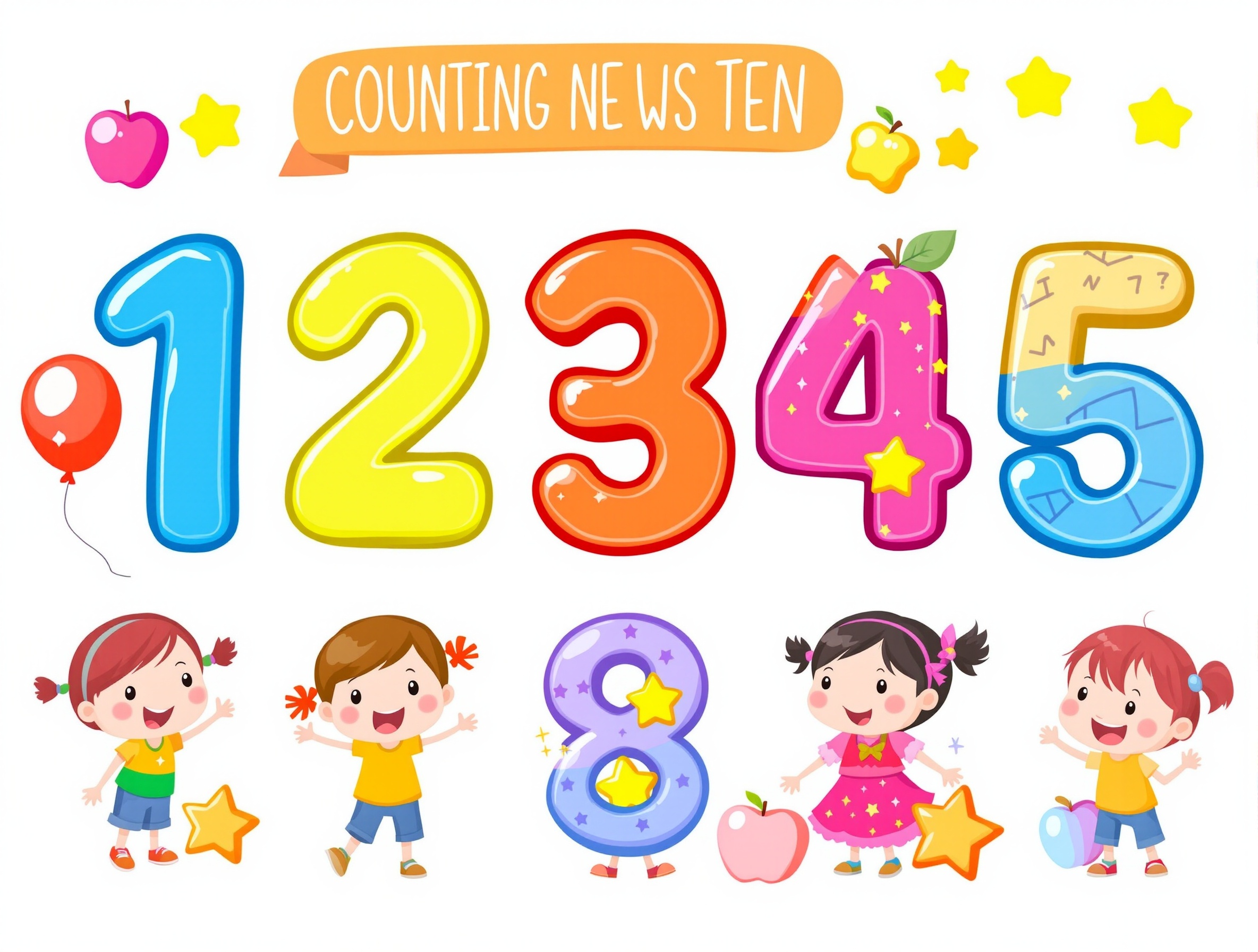 Counting to 10 - Learn to count from 1 to 10 with fun animations and interactive exercises! for ages 3-5