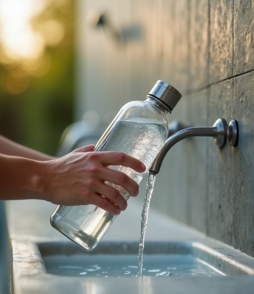 Sustainable lifestyle with reusable water bottle