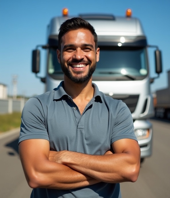 Caminhoneiro feliz