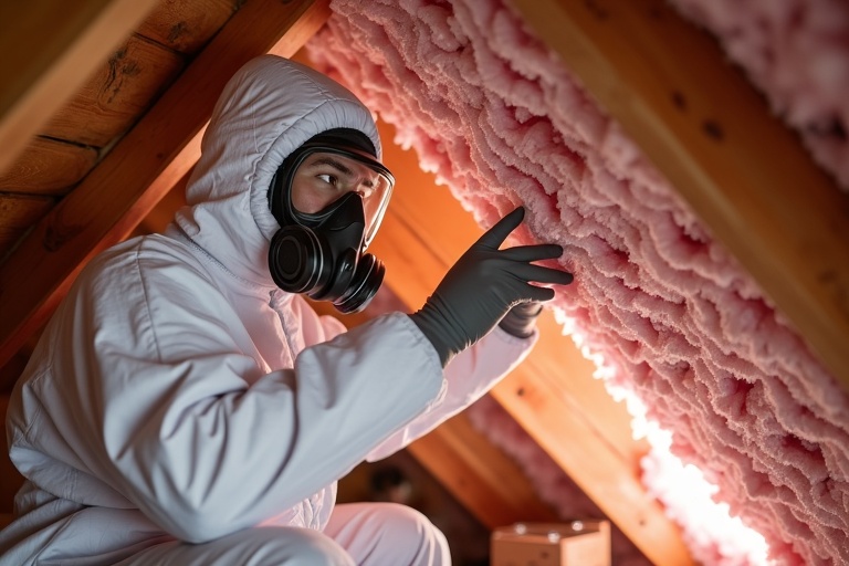Professional batt insulation removal and replacement during attic remediation