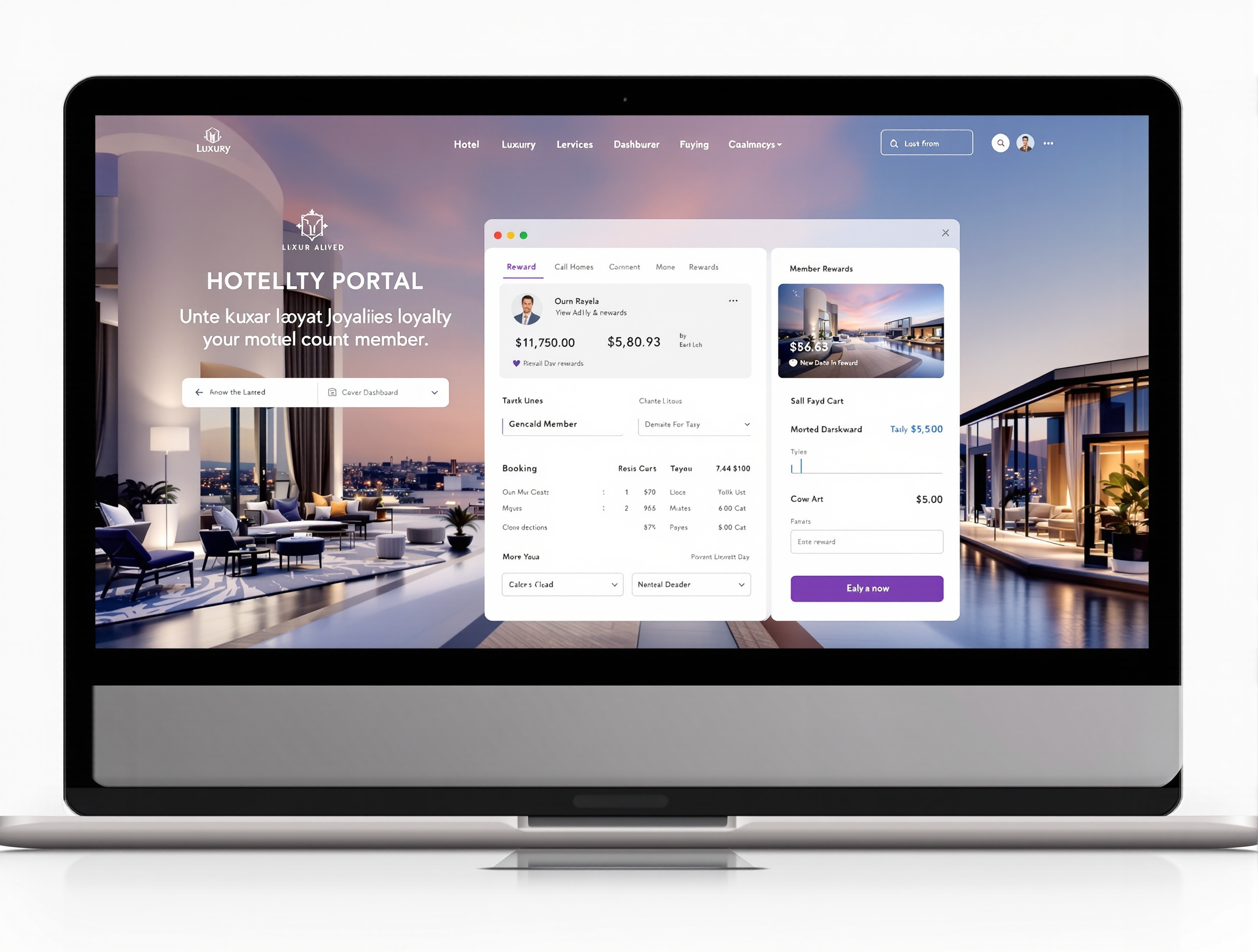 Embedded Loyalty Portal interface on hotel website