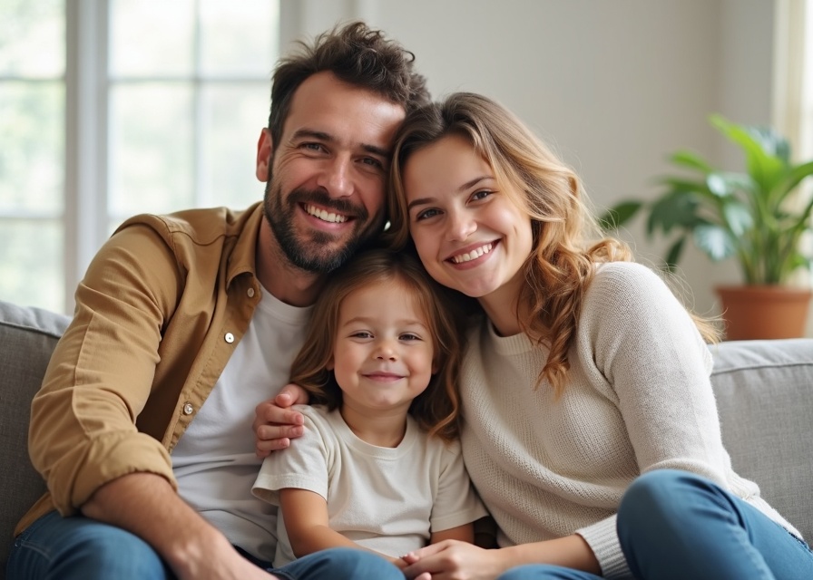 Happy family after lice treatment