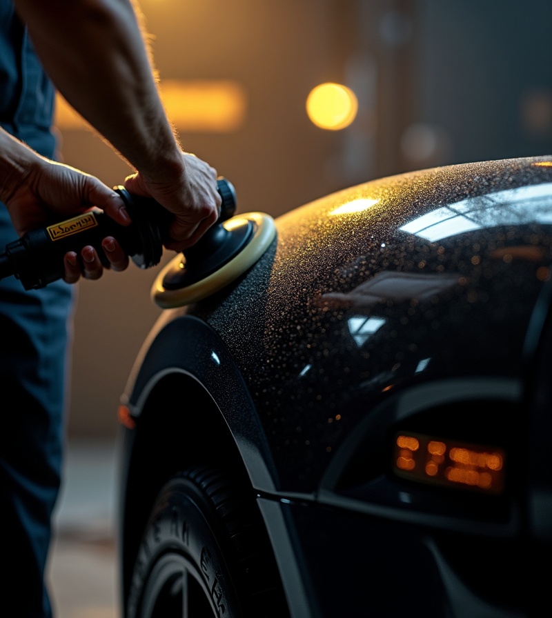 Professional car detailing in progress