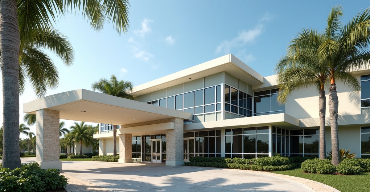 Modern skilled nursing facility in Florida with welcoming entrance and professional staff