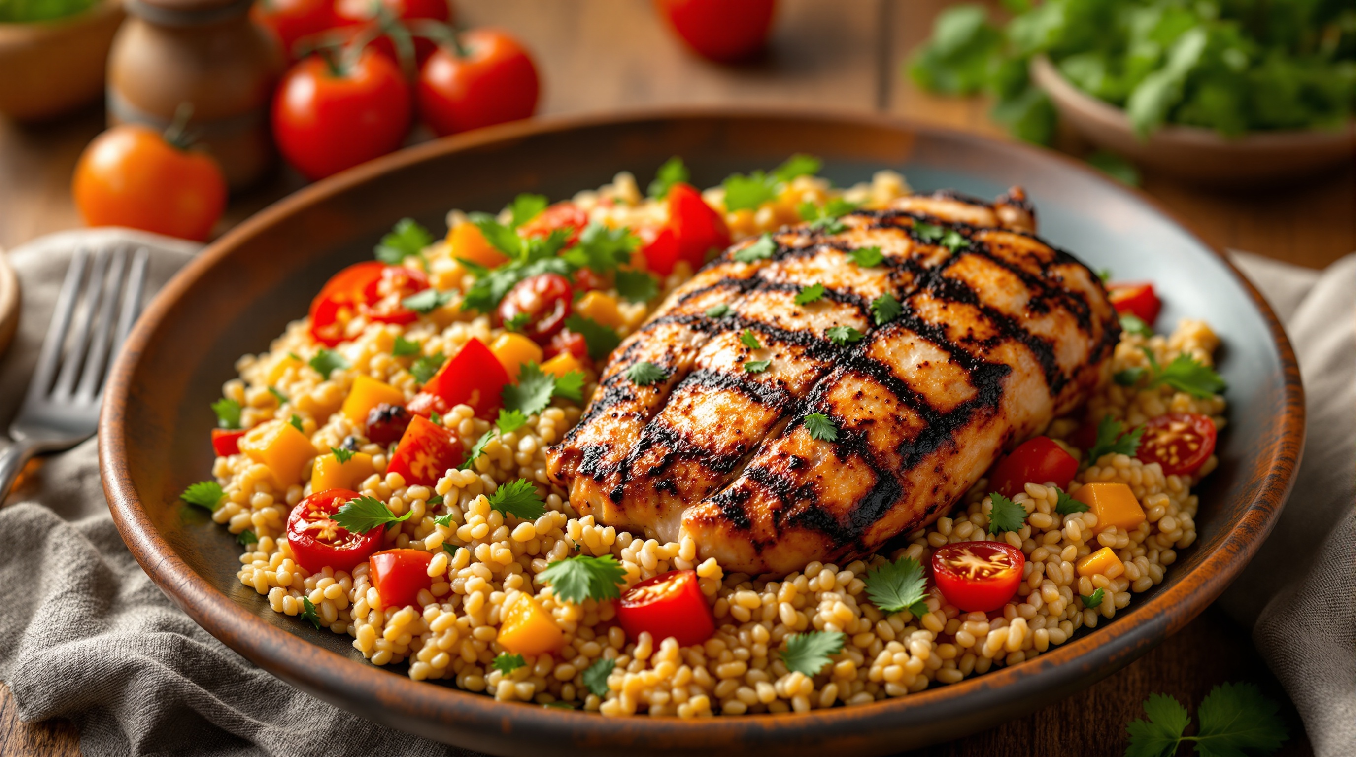 Charcoal Chicken with Bulgur