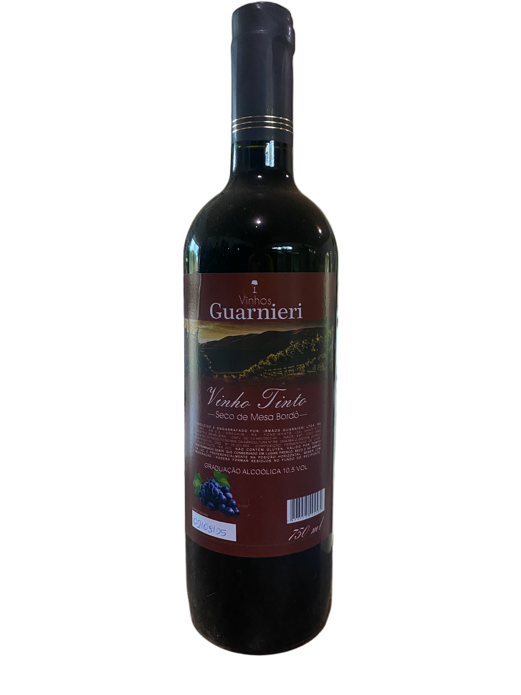 Vinho Bordô em garrafa de vidro 750ml