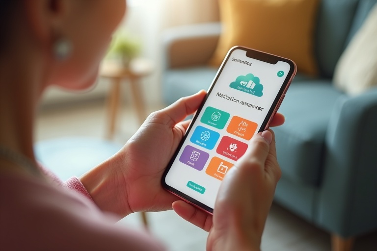 Senior używający aplikacji