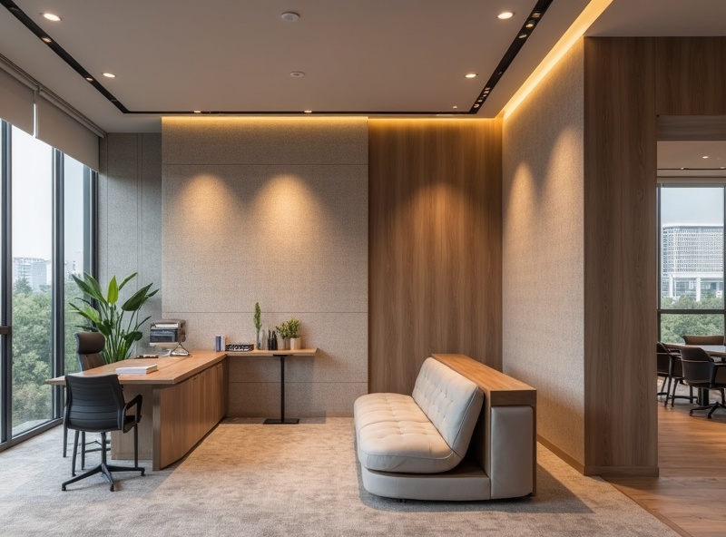 Oficina con paneles acústicos