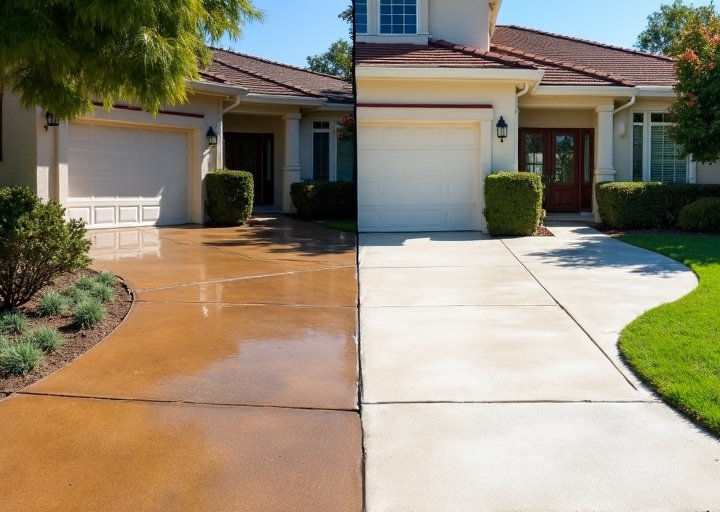 Concrete Driveway power washing result in Granite Bay, CA