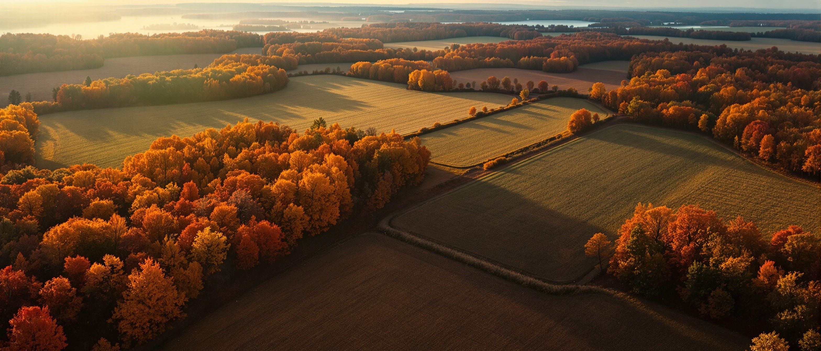 Aerial view of a managed small property deer habitat in Michigan