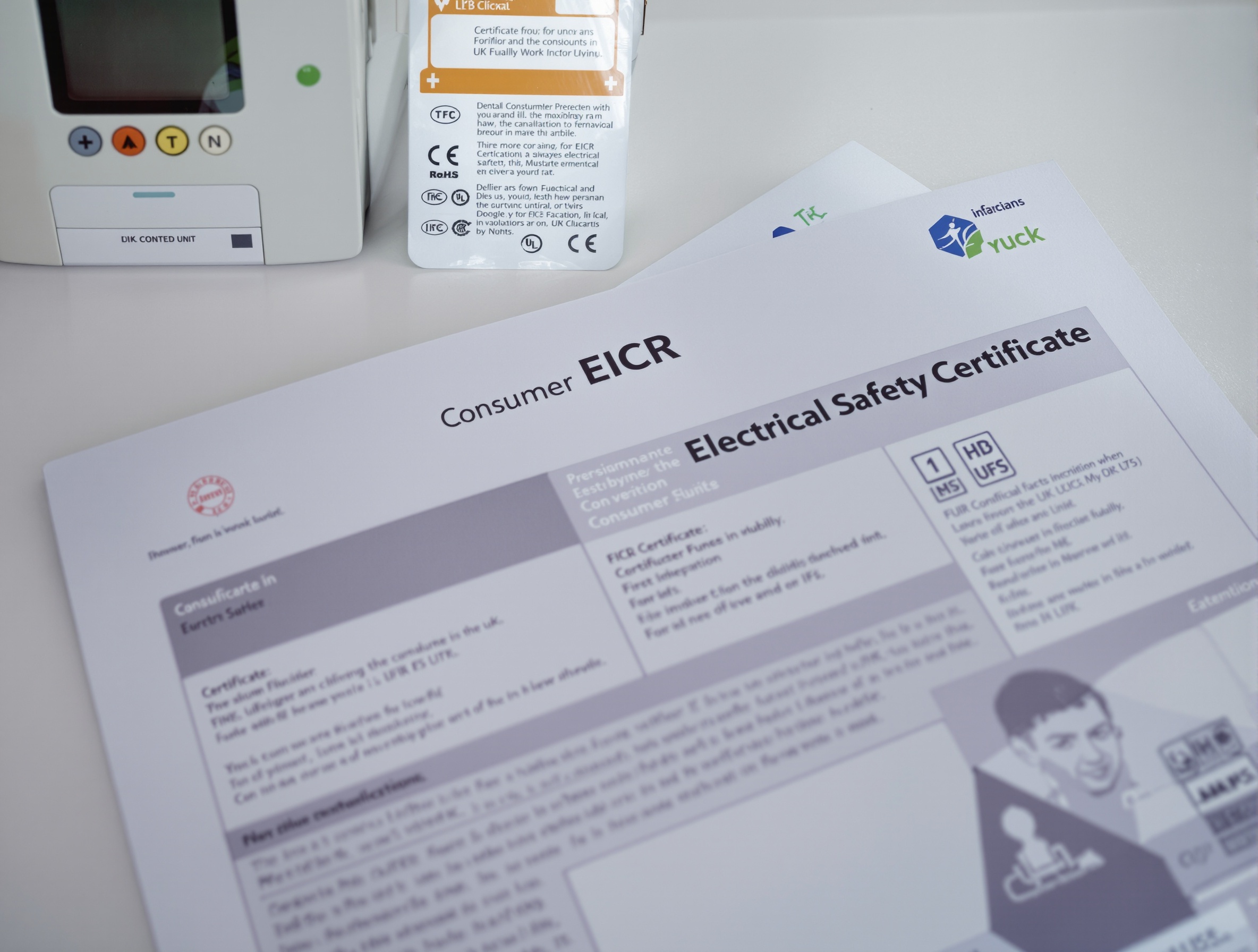 EICR certificate and UK consumer unit in a rental property