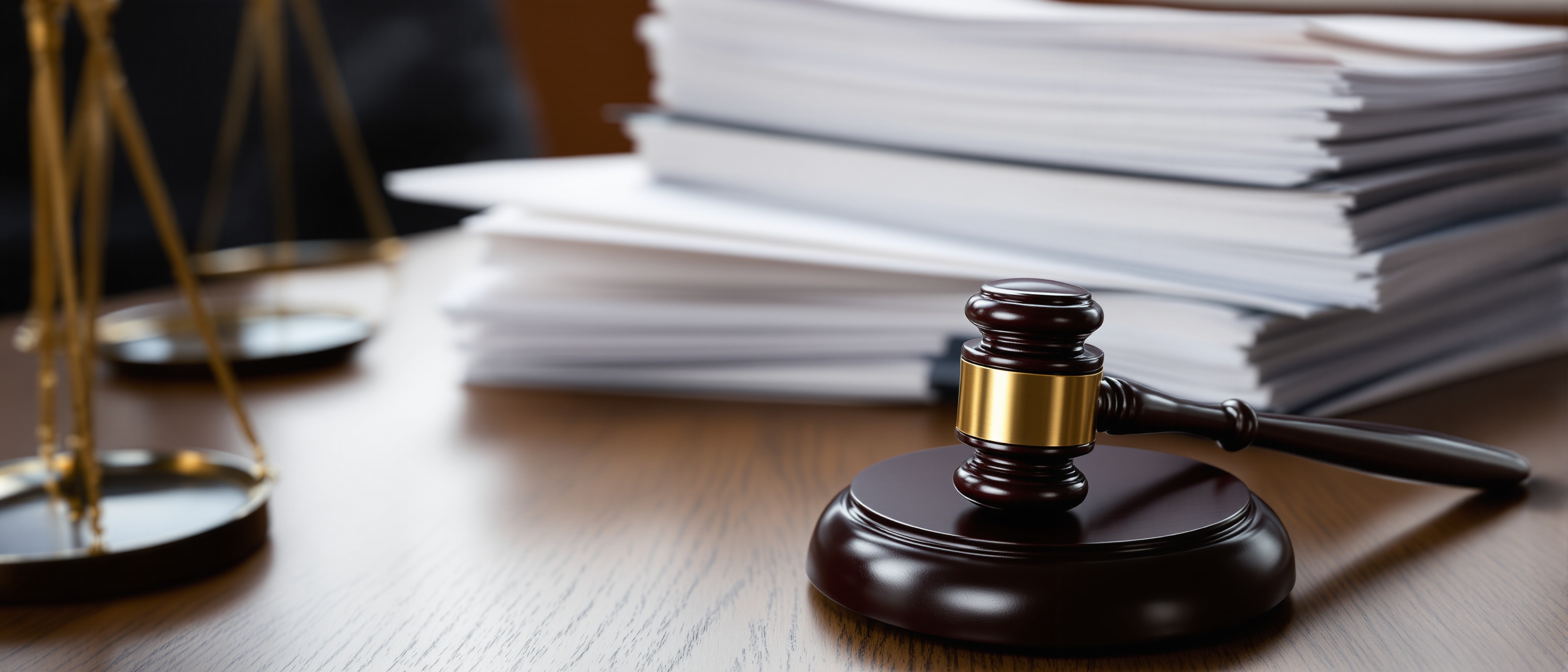 Legal documents and gavel