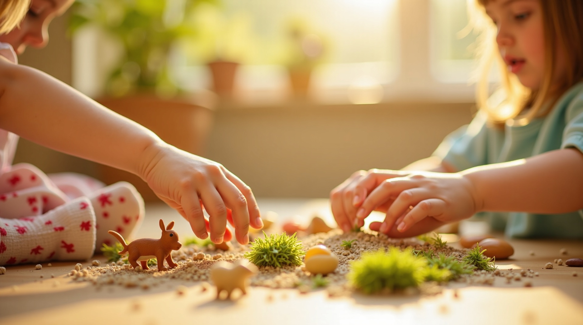 Children exploring natural materials