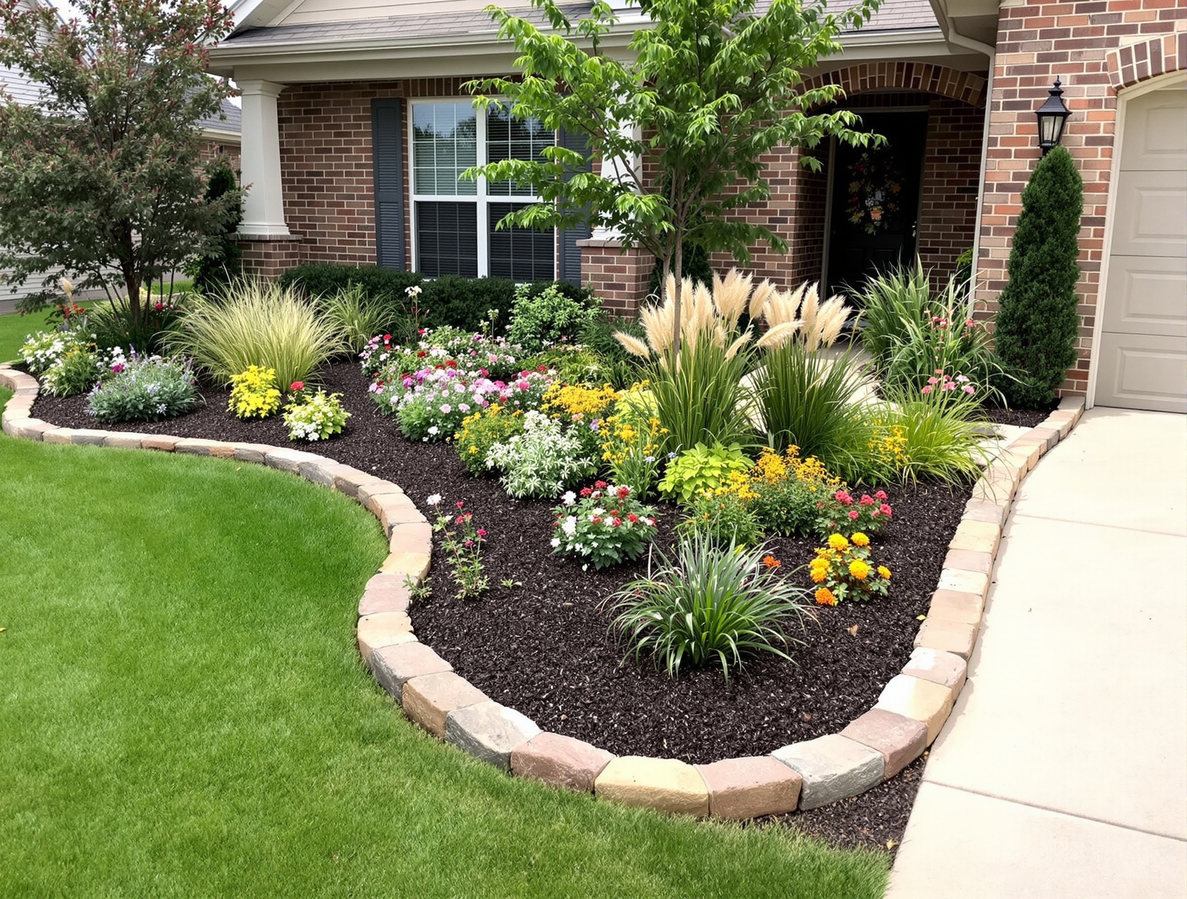 Complete Front Yard Landscape Design - Professional Residential in Owasso, OK - P3's Landscaping