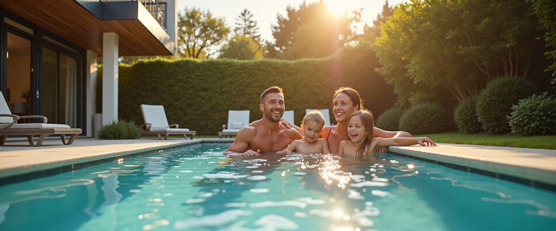Família aproveitando piscina iGUi